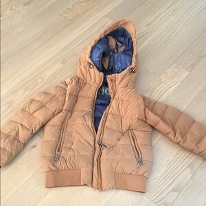 Kids Tan Puffer Jacket with Hood
